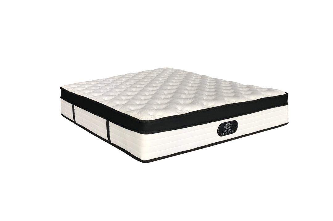 A queen-sized Fusion Original Mattress with a white and black design on the fabric, displayed on a white background.