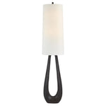 A Becky Floor Lamp with a white shade and a brown twisted base.