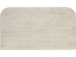 Beige three-drawer dresser with metallic handles on a white background