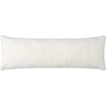 A white kidney-shaped throw pillow with a plush texture, likely made from polyester shearling, with a solid pattern.
