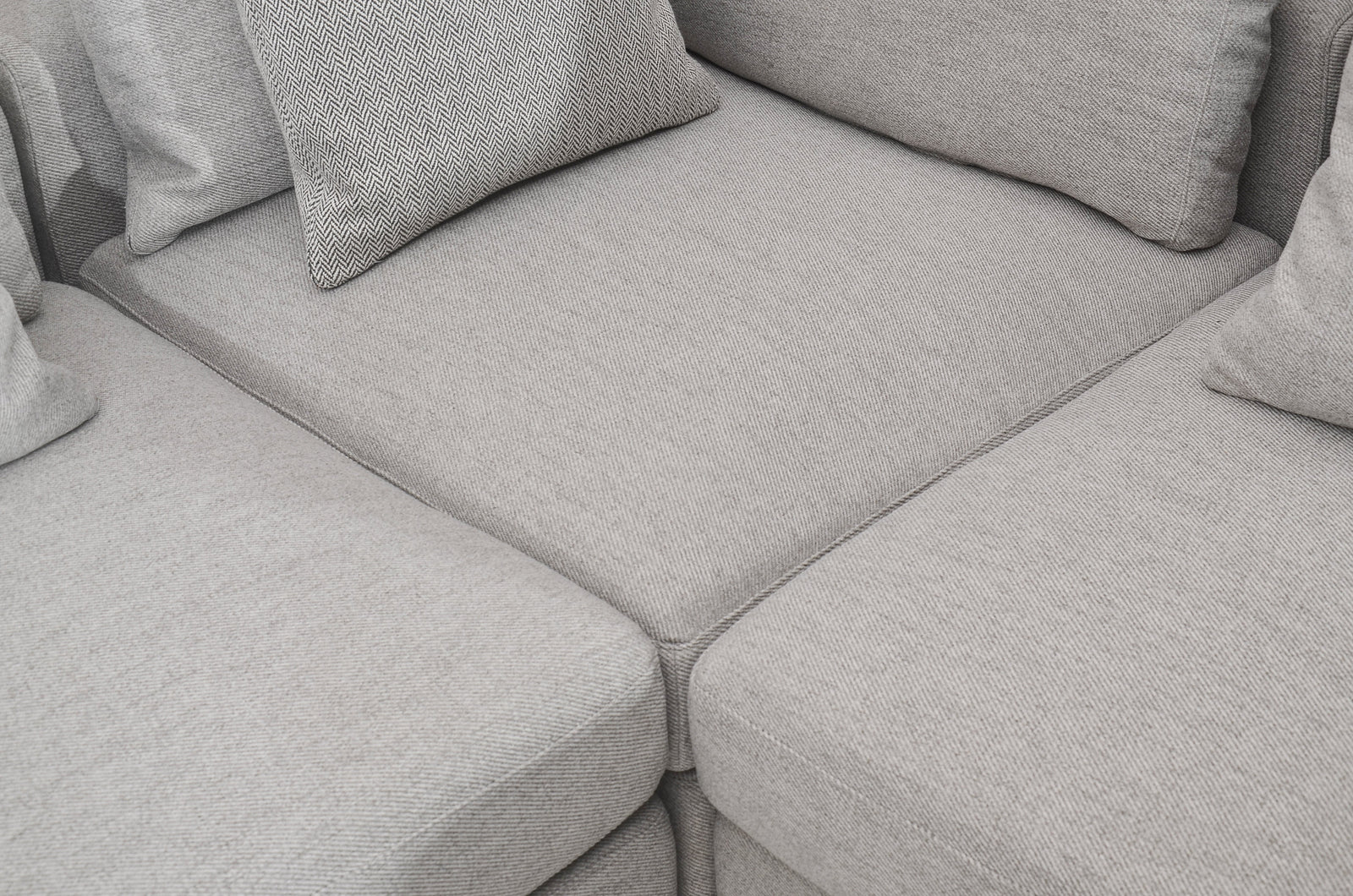 A gray modular sectional sofa