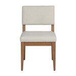 Chair with beige cushioned seat and backrest on a white background