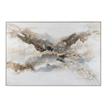 Abstract art piece with brown, black, and beige colors on a white background