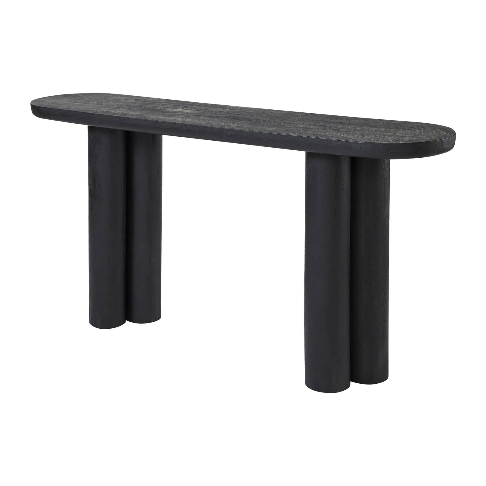 Black modern console table on a white background