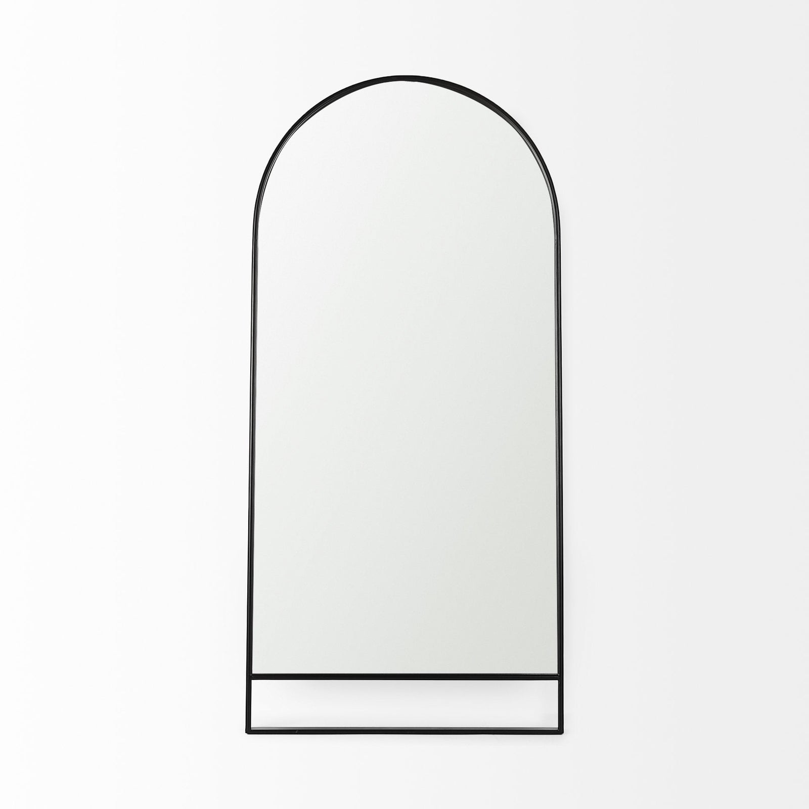A full-length mirror with black finished on a white background