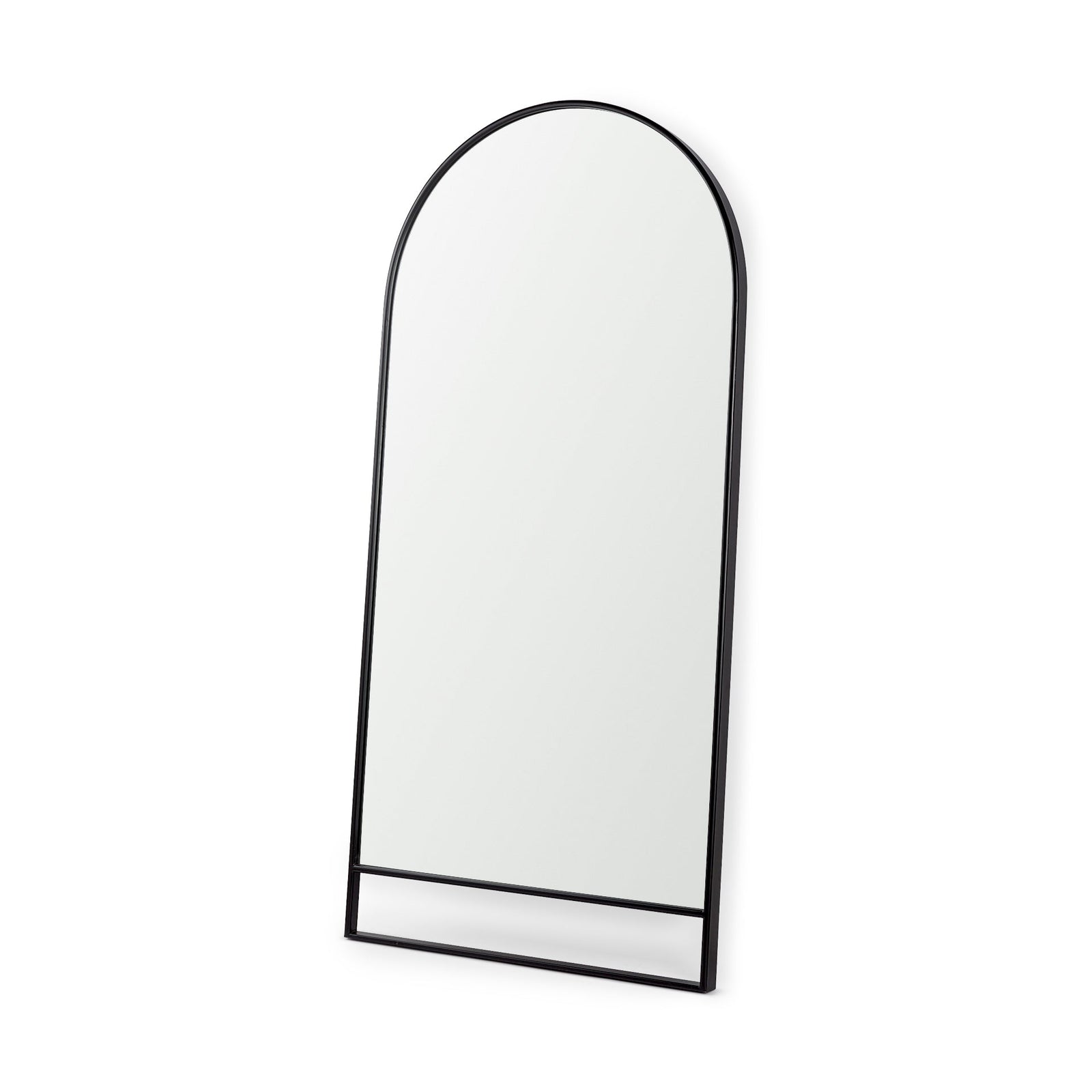 A full-length mirror with black finished on a white background