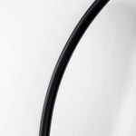 Close up to a full-length mirror with black finished on a white background