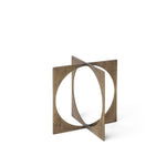 Bronze decorative object with geometric design on a white background