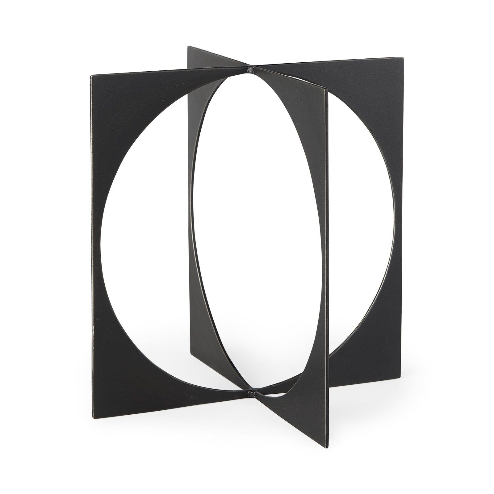 Bronze decorative object with geometric design on a white background