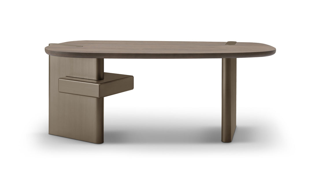 Brown office desk on a white background