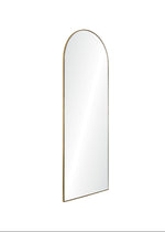 Arched mirror with a gold frame on a white background