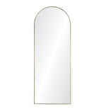 Arched mirror with a gold frame on a white background