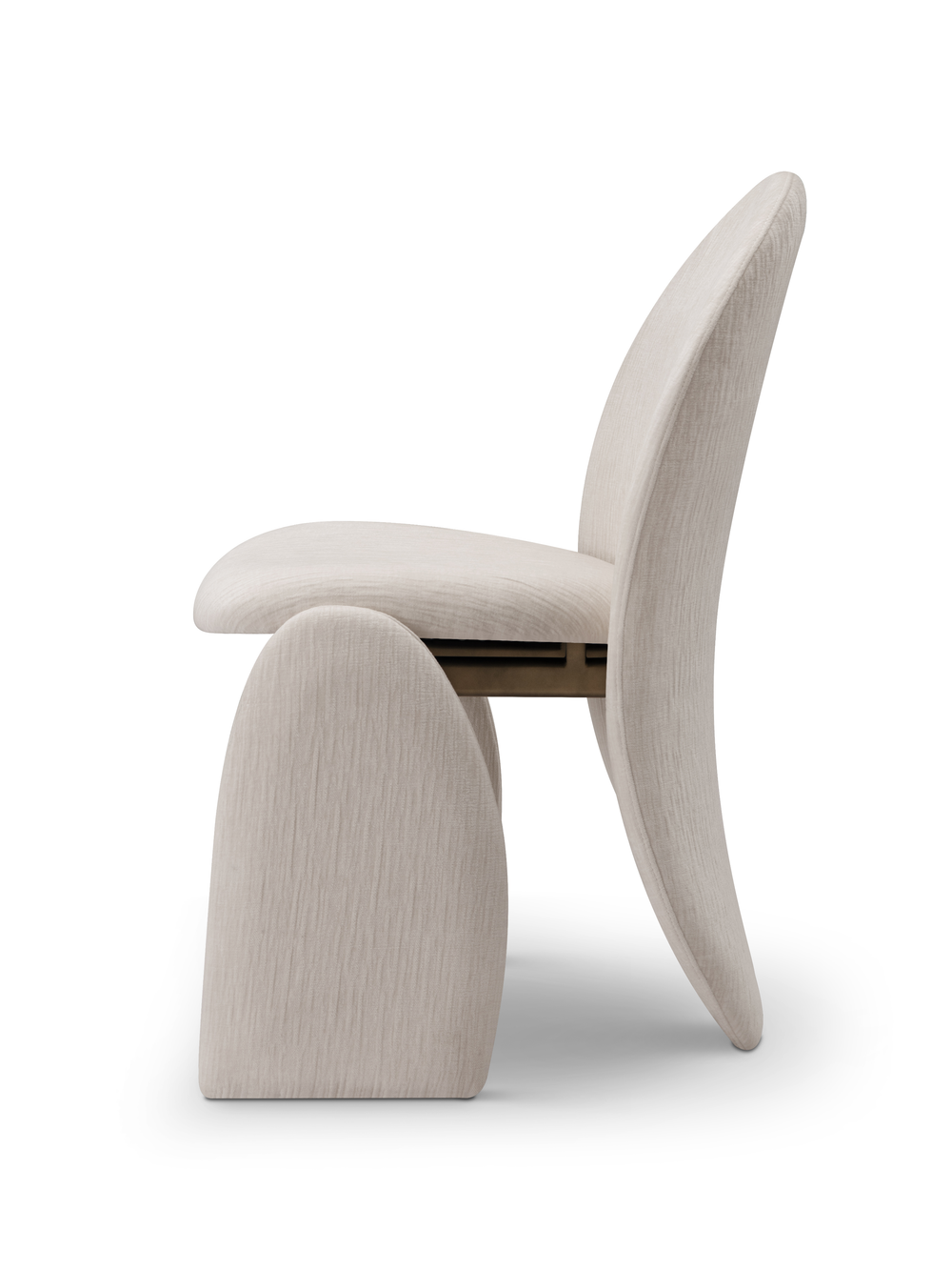 Modern chair with a curved design on a white background