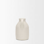 White textured vase on a light gray background