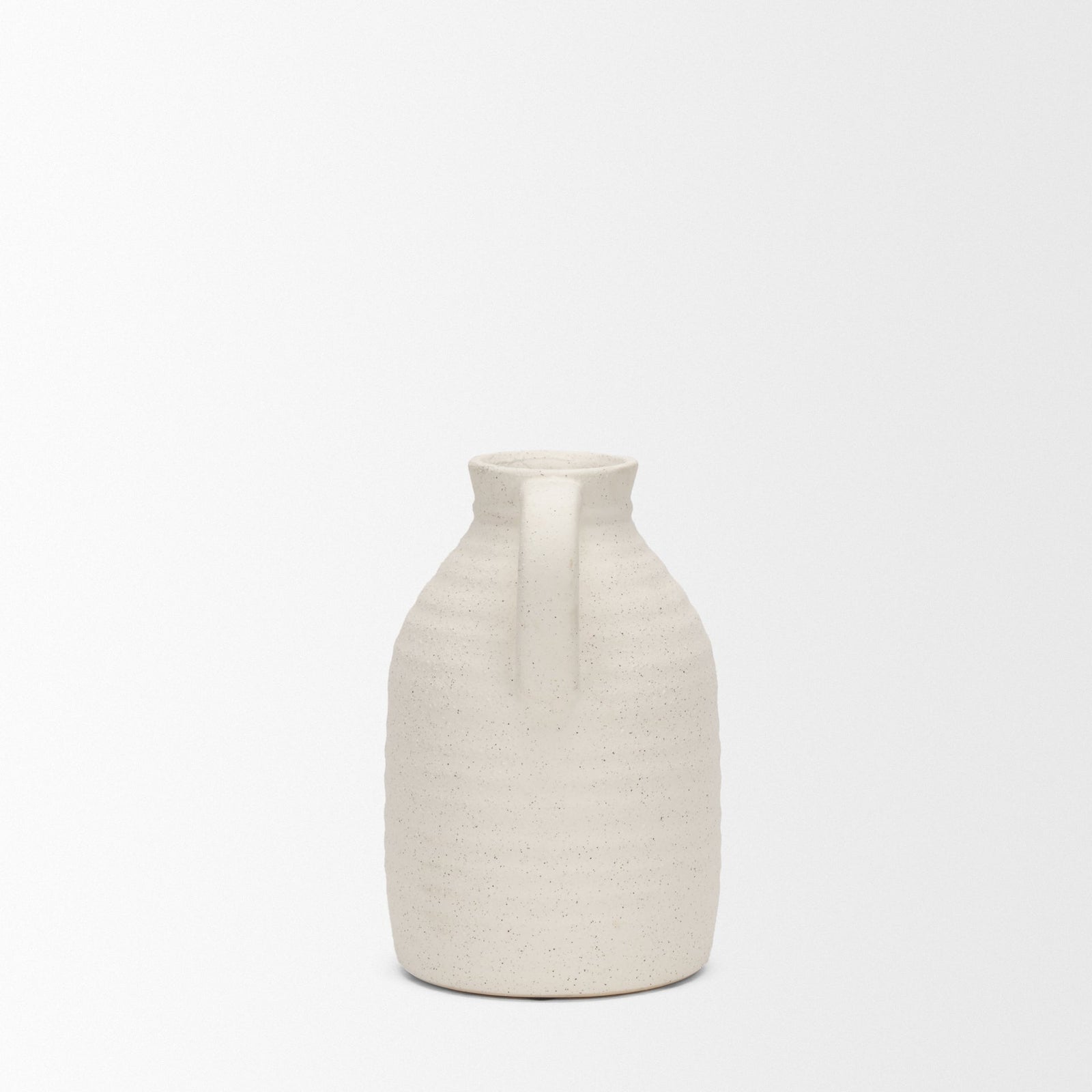 White textured vase on a light gray background
