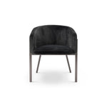 Black armchair with metal legs on a white background