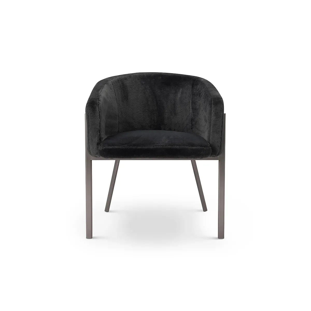 Black armchair with metal legs on a white background