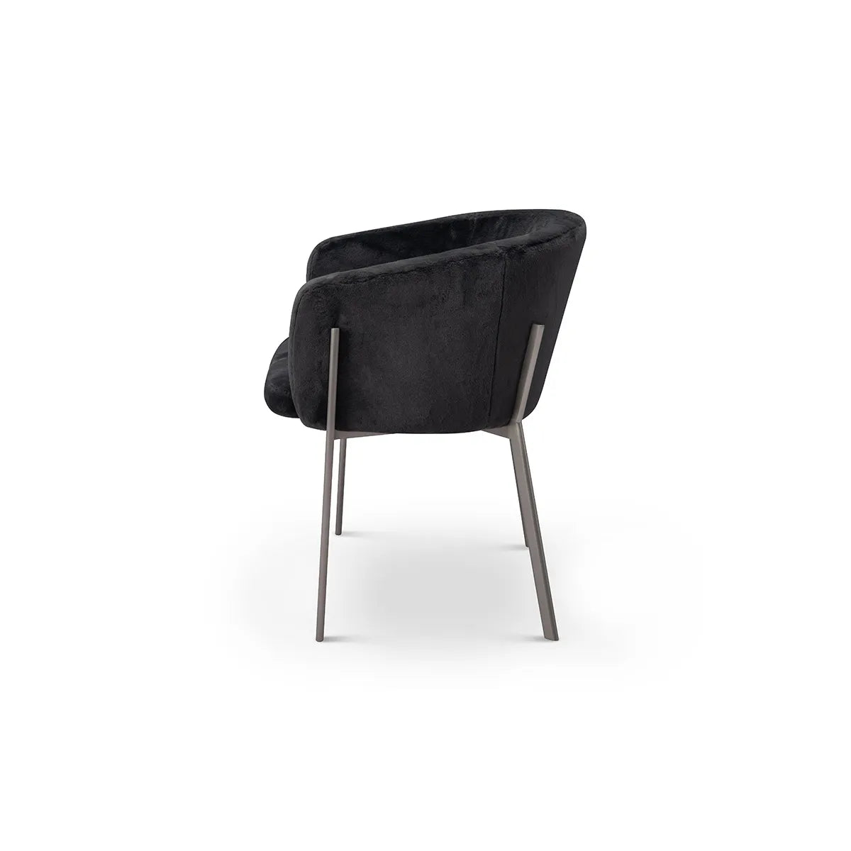 Black armchair with metal legs on a white background