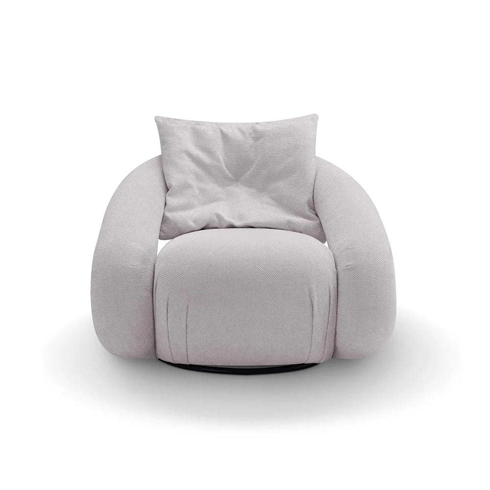 Gray bean bag chair with a pillow on a white background