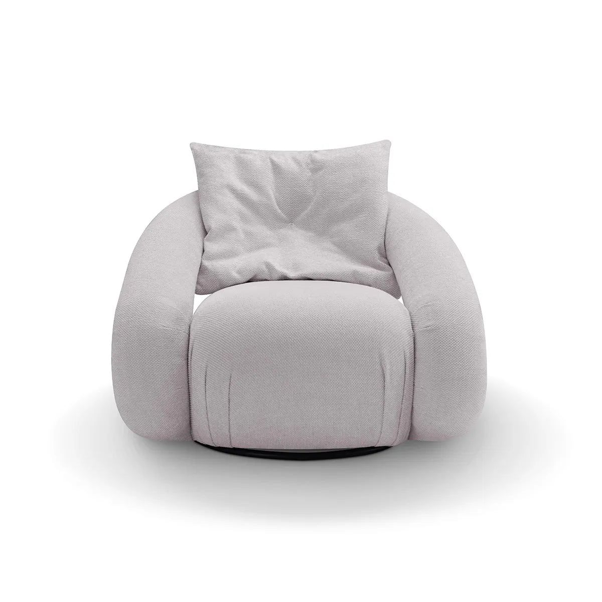 Gray bean bag chair with a pillow on a white background