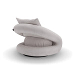 Modern gray chair with a unique design on a white background