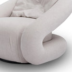 Close-up of a light gray textured chair on a white background