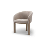 Beige armchair with wooden legs on a white background