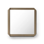 Square mirror with a bronze frame on a white background