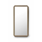 Rectangular mirror with a wooden frame on a white background