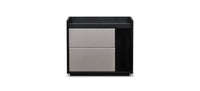 A black and gray Gemma nightstand or end table with a simple design, featuring a drawer on the right side and a shelf on the left.