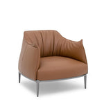 Brown leather armchair on a white background