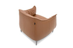 Brown leather armchair on a white background
