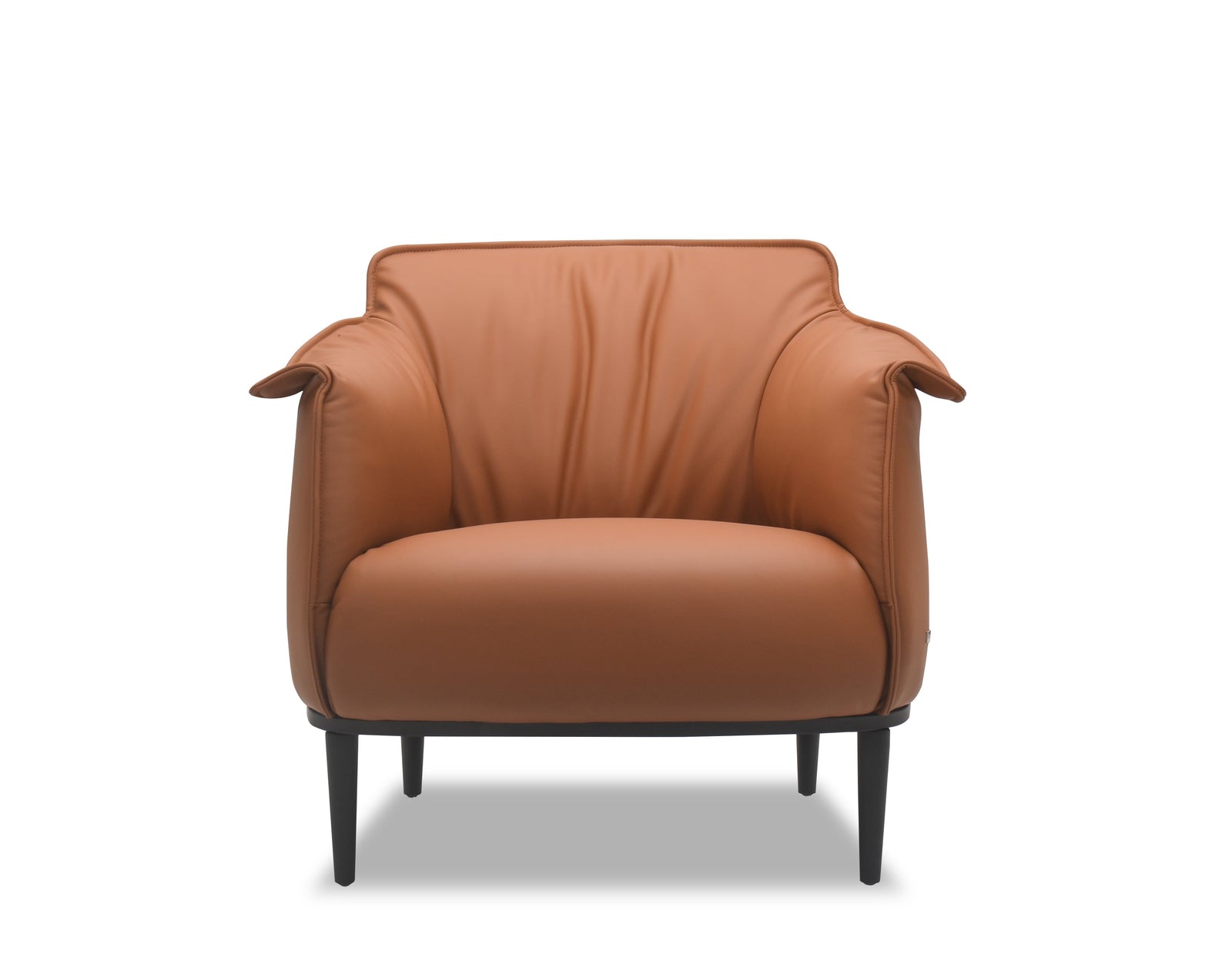 Brown leather armchair on a white background