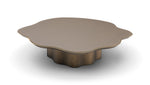 Decorative table with scalloped edge on a white background