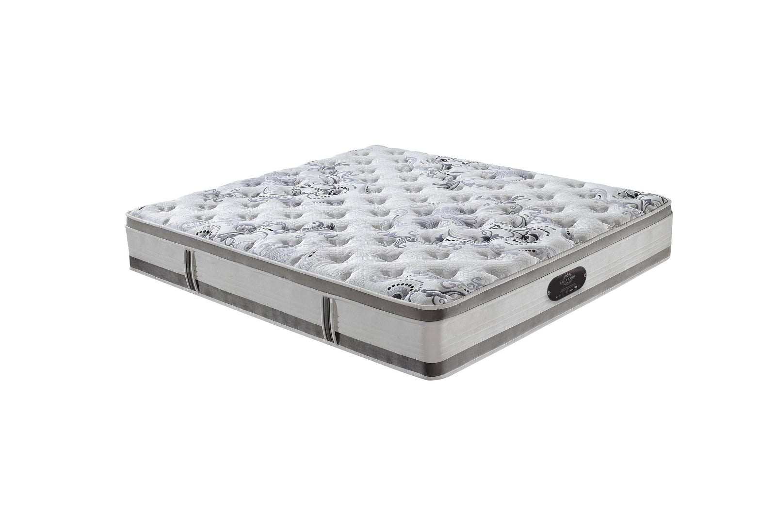 A white Breeze mattress with a jacquard fabric cover, pocket springs visible, and designed for queen size beds.
