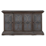 Wooden cabinet with glass doors on a white background