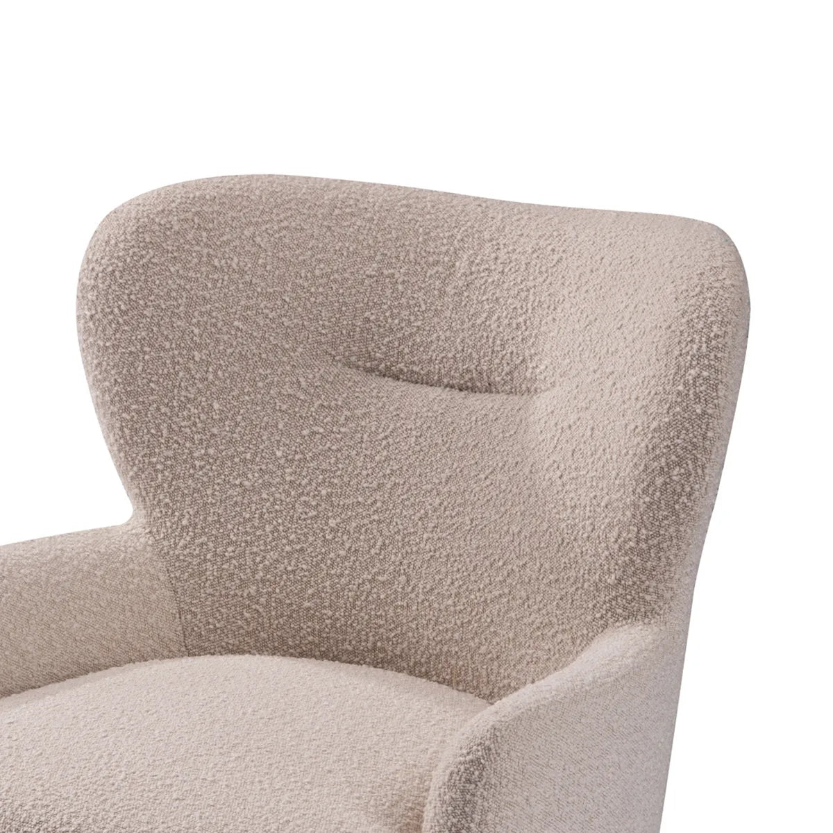 Close-up of a textured beige armchair on a white background