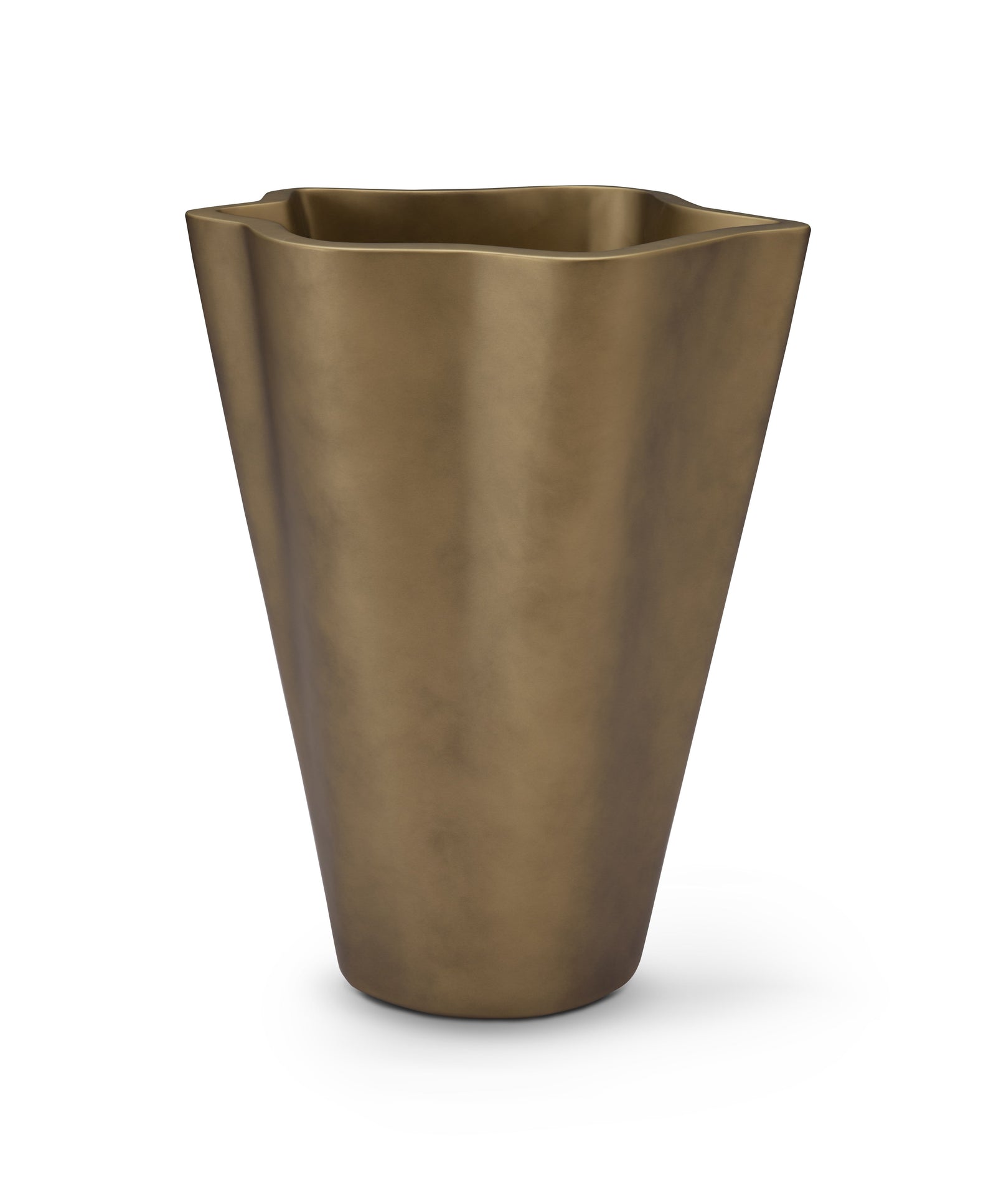 Bronze-colored planter on a white background