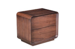 Wooden nightstand with two drawers on a white background