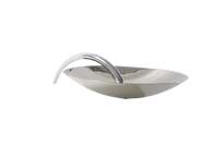 A silver chrome tray with a simple design and a handle, isolated on a white background.