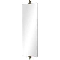 Rectangular mirror with metallic brackets on a white background