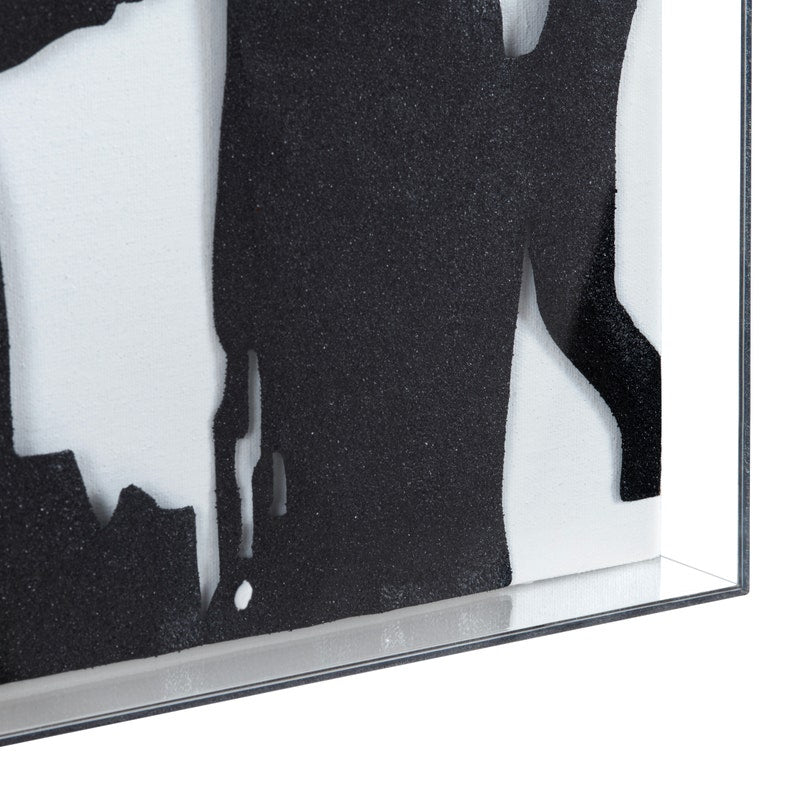 This image features a striking piece of classical wall art, measuring 24 x 2 x 36 inches. The artwork is a black and white abstract piece, with bold black lines on a white background, creating a modern and sophisticated look.