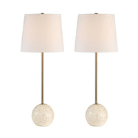 Two table lamps with spherical bases on a white background