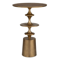 Bronze side table with tiered design on a white background