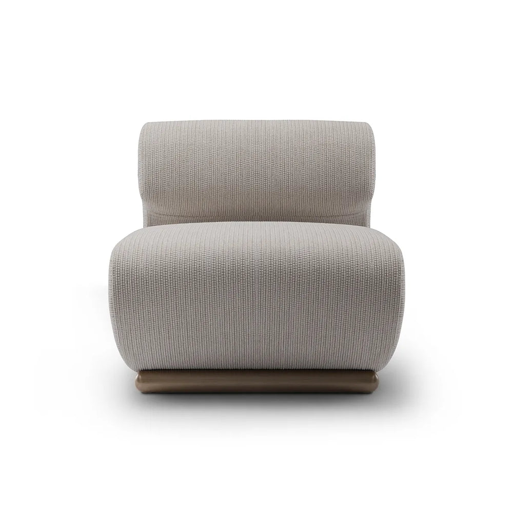Gray upholstered armchair on a white background