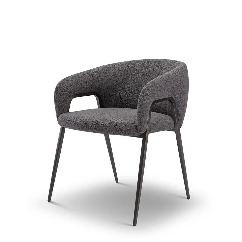 Gray chair with black legs on a white background