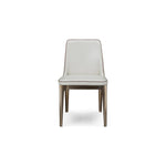 White chair with wooden legs on a white background