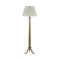 Floor lamp with a pleated white shade on a white background