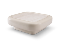 Beige square ottoman on a white background
