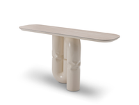 Modern console table with a unique design on a white background